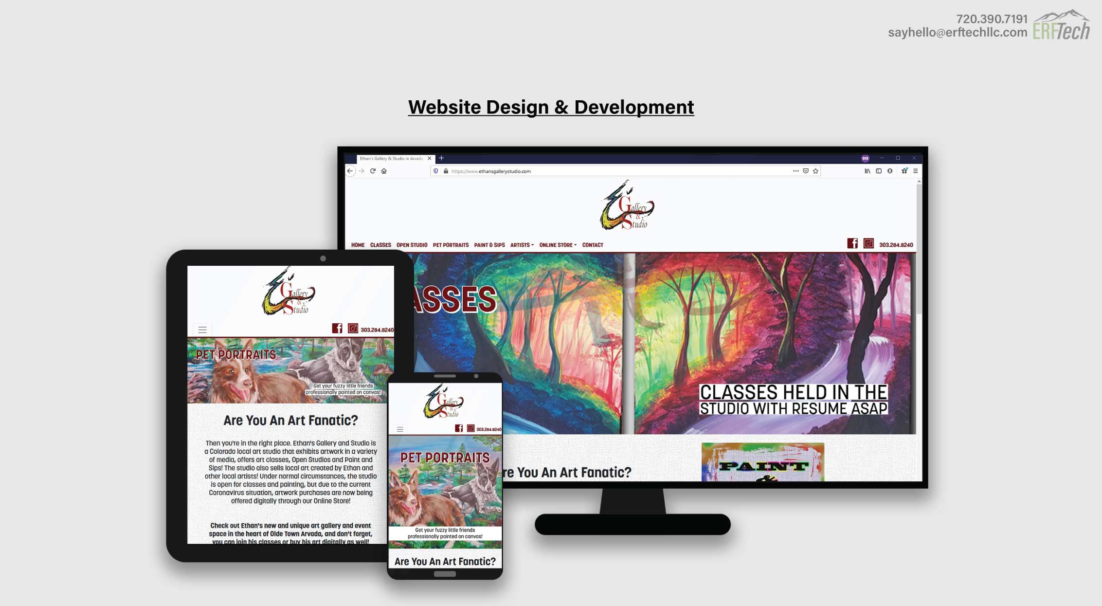 Website Management for Ethans Gallery and Studio in Aurora, CO